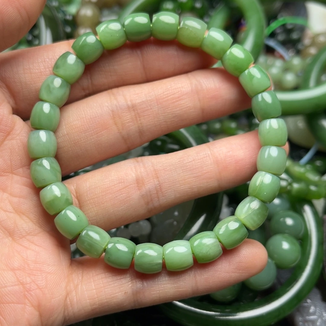 和田玉（碧玉）未镶嵌手串有裂