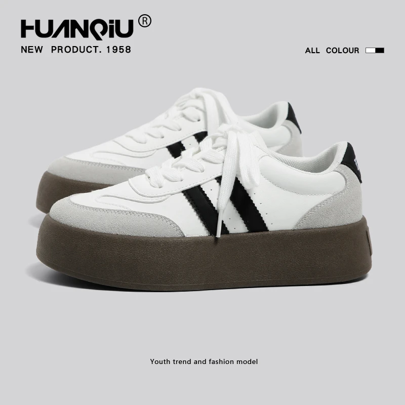 环球厚底德训鞋女2025新款秋季小个子增高透气鞋子女情侣百搭板鞋