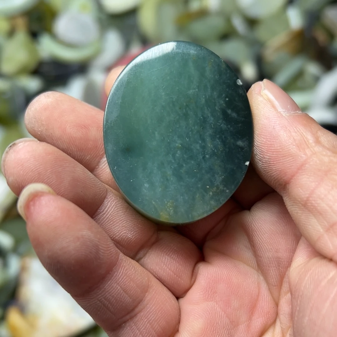 蛇纹石玉未镶嵌岫玉手镯心，平安无事牌