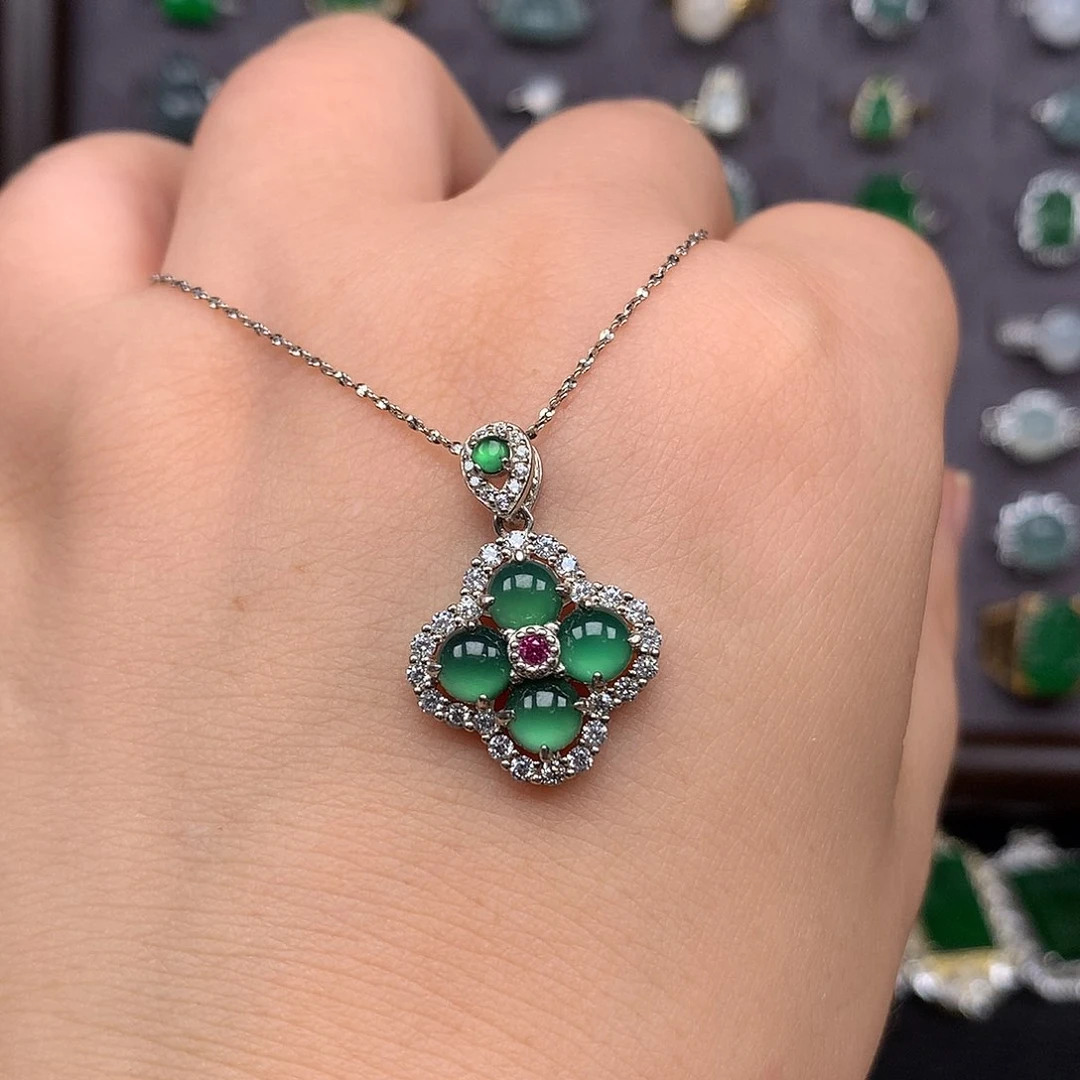 翡翠银S925镶嵌颈饰项链925