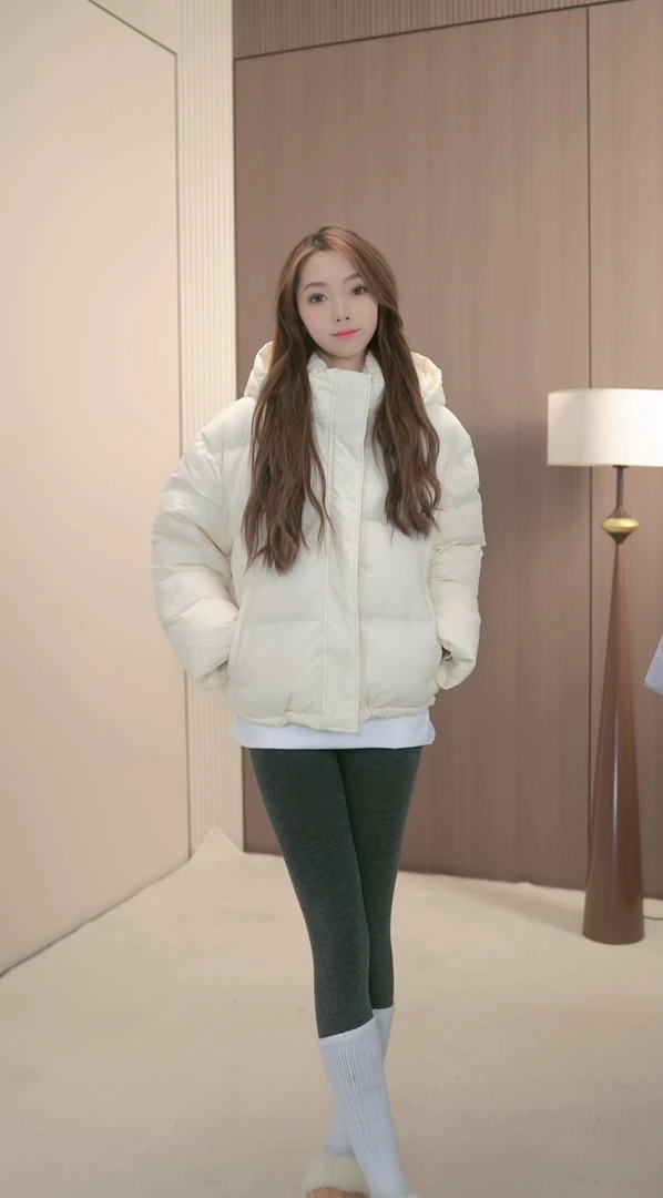 显瘦短款韩版羽绒服时尚保暖长袖小个子连帽女款休闲立领冬季