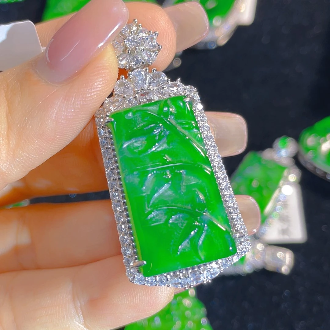 翡翠银S925镶嵌颈饰天然