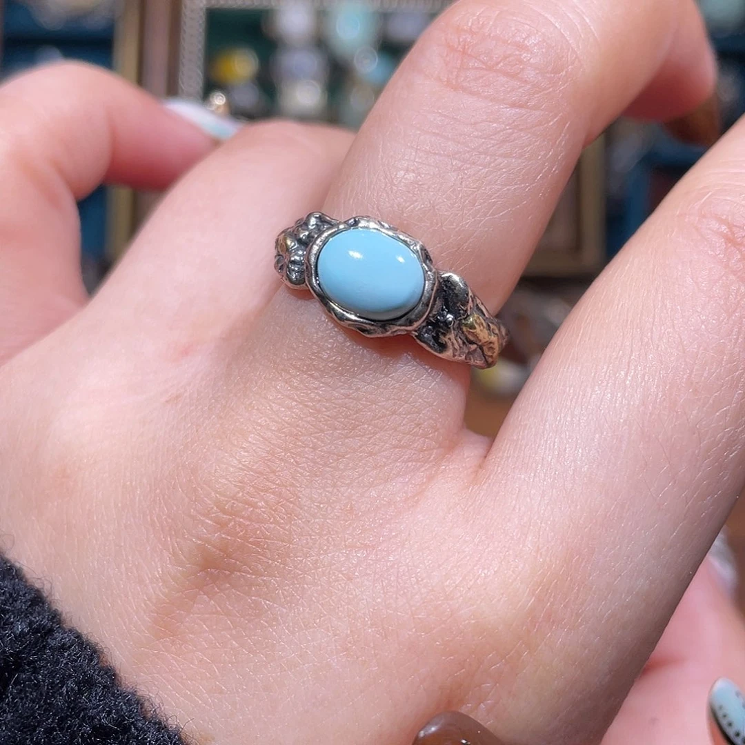 绿松石银S925镶嵌戒指