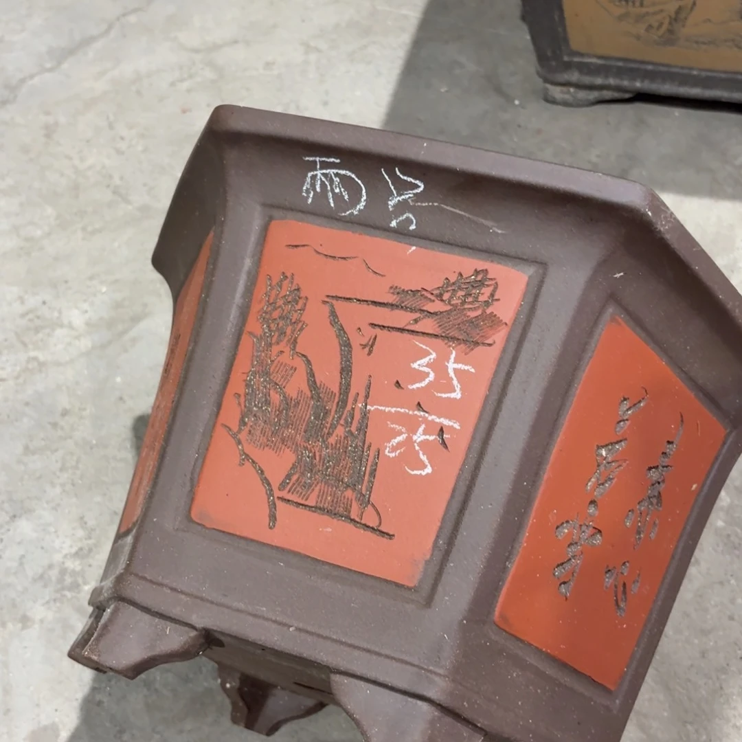 宜兴紫砂花盆，现货发