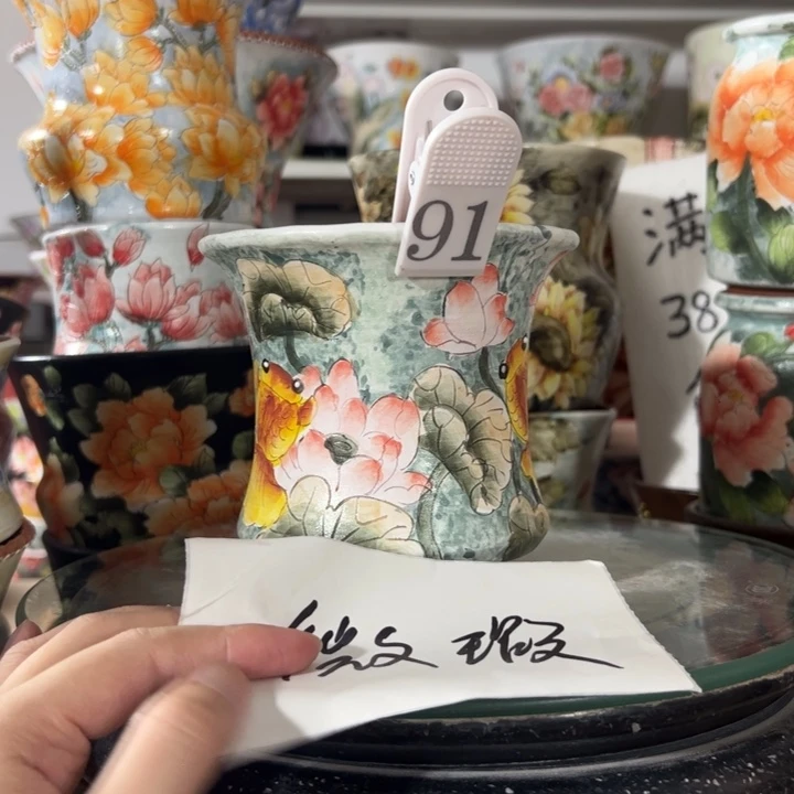 景德镇手绘花盆满38包邮偏远地区除外