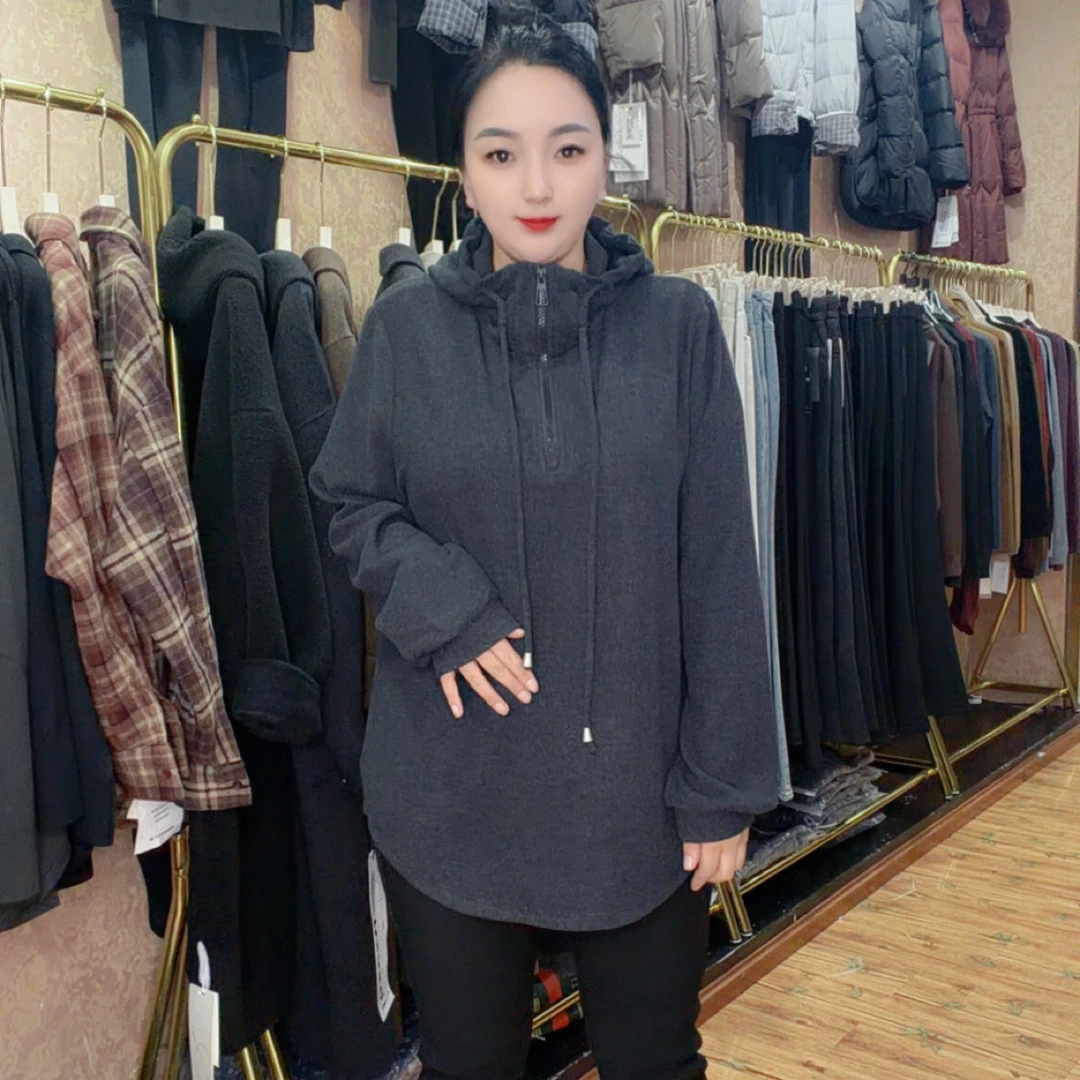 图片同款半拉链加绒 显瘦百搭6631