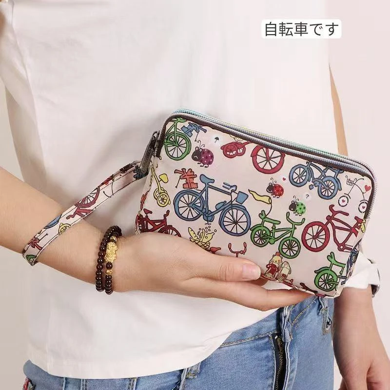 小銭入れ长款帆布手拿包简约三层拉链手包女士小包大容量携帯ポーチ