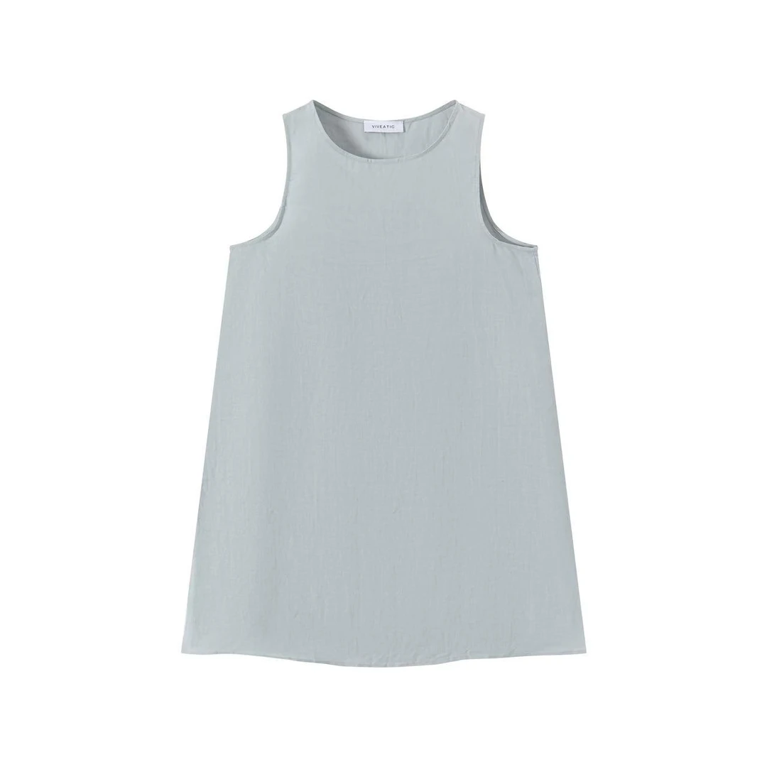 【茉舍】VIVEATIC 简约气质通勤甜美无袖A字连衣裙 VA250650-760