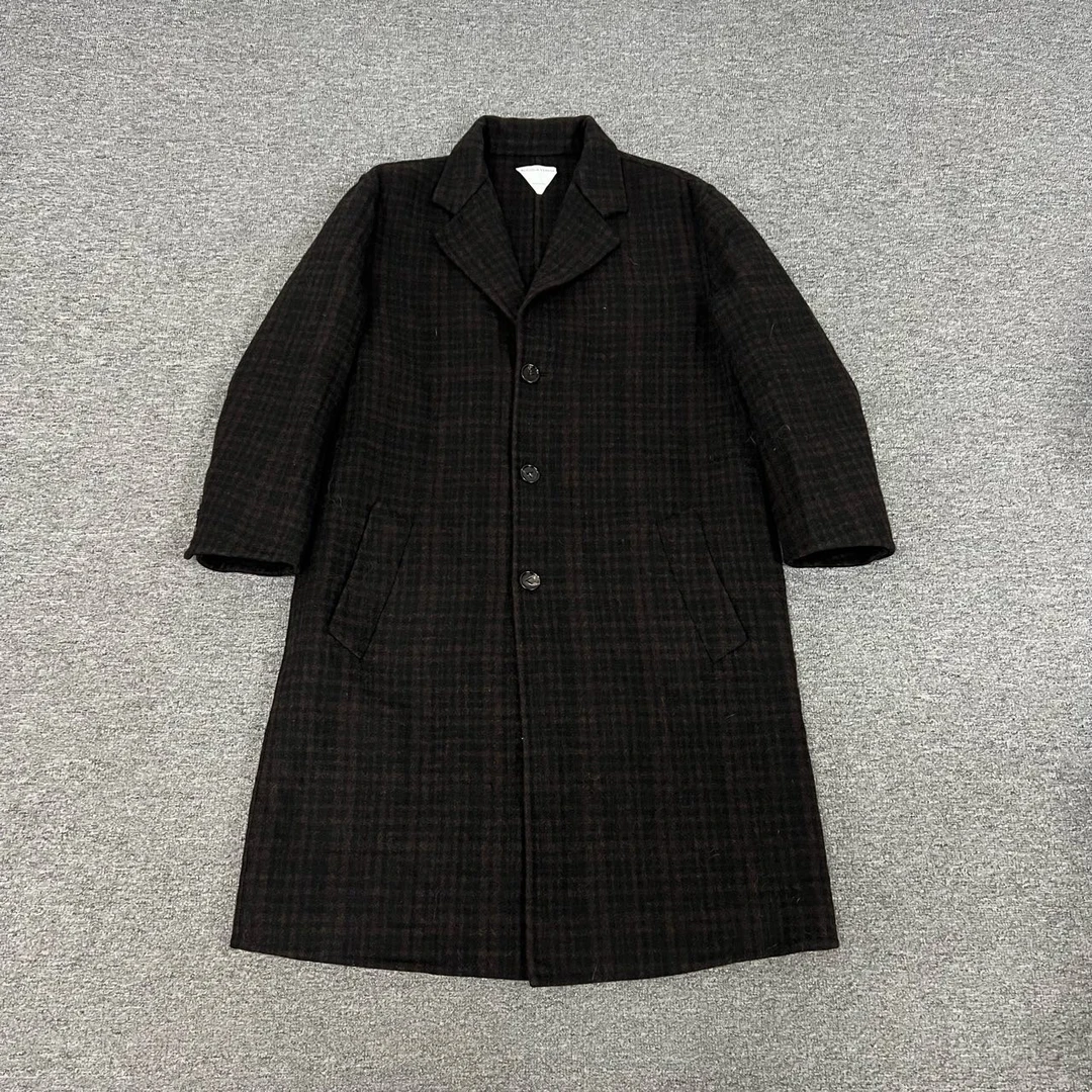 99新 BOTTEGA VENETA/葆蝶家 Bv 格纹 羊毛大衣 48码