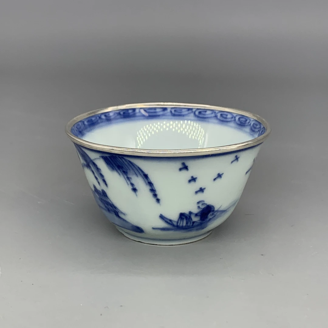 62502072*清康熙青花山水人物杯/瓷器六/江苏省文物总店