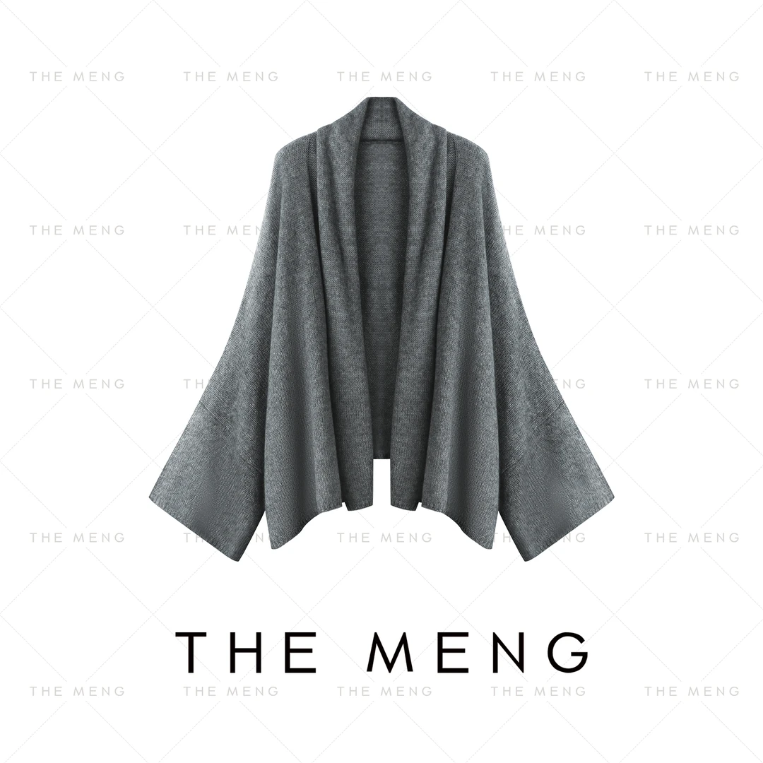 THE MENG【牛奶】山羊绒绵羊毛天丝百搭针织开衫#M253E0853