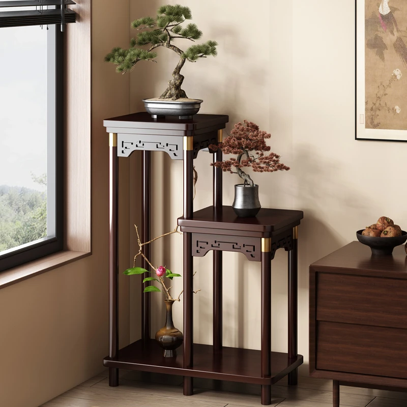 花架子客厅落地式置物架阳台实木花台多层摆件花盆架中式展示盆景