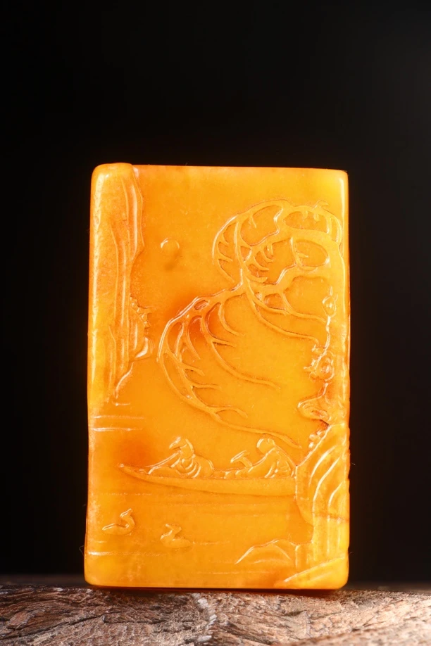 大开门回流老作品田黄石 柳江泛舟 规格5.6×3.4×3.4cm 重量166.4g