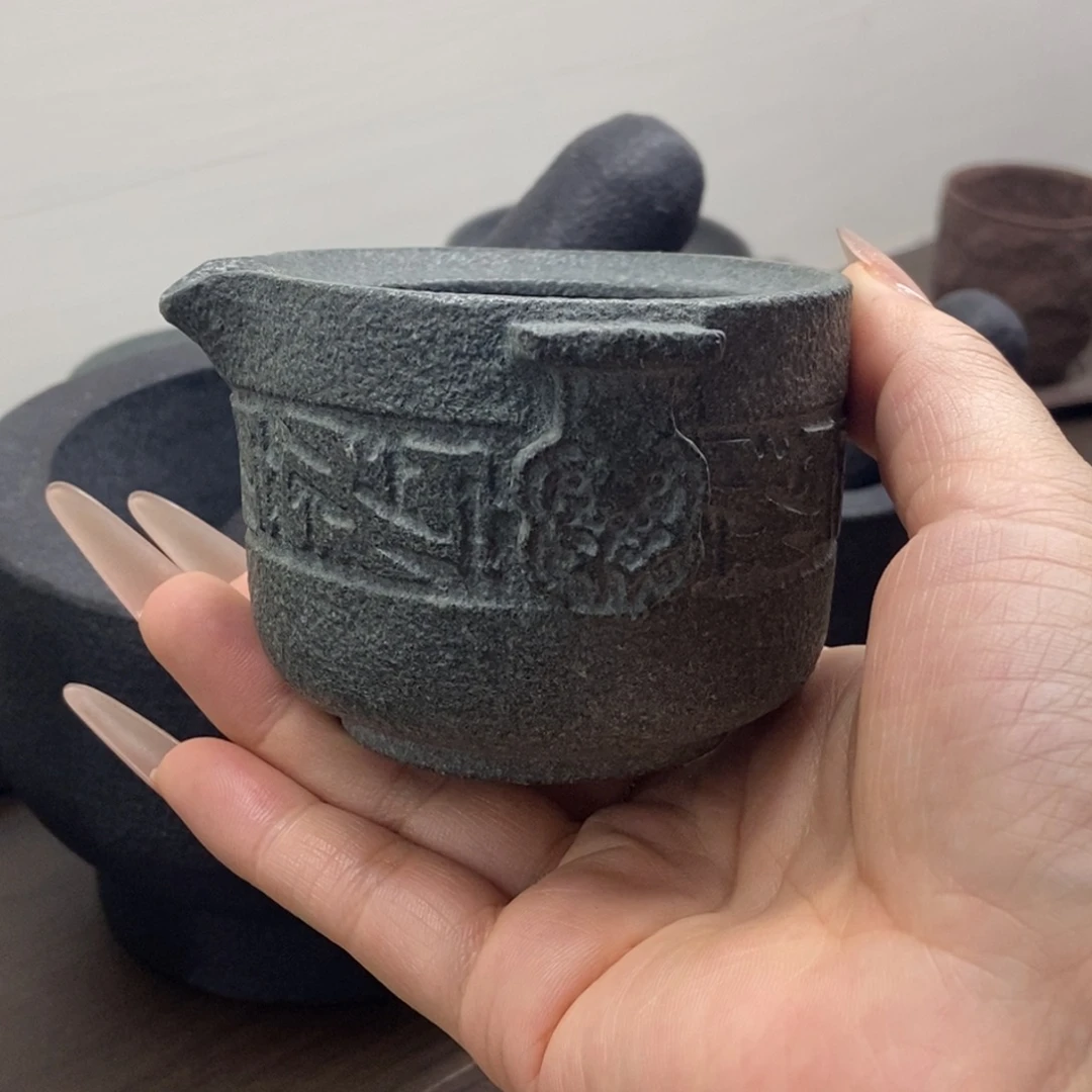天然青石回纹如意公道杯150cc