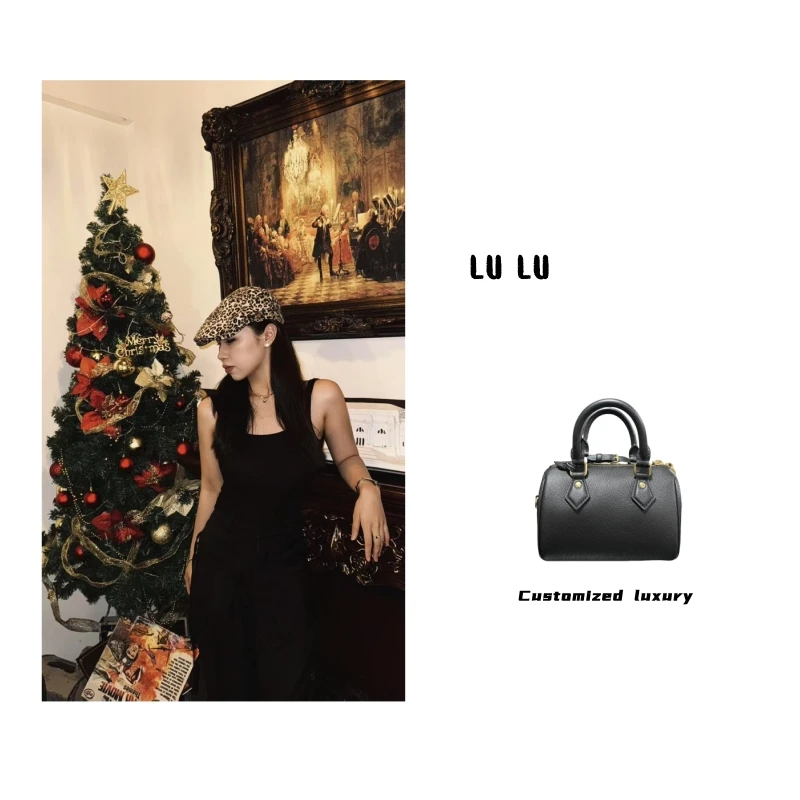 SOVOB手工时尚真皮l枕头百搭女包 0441 NZT 黑色