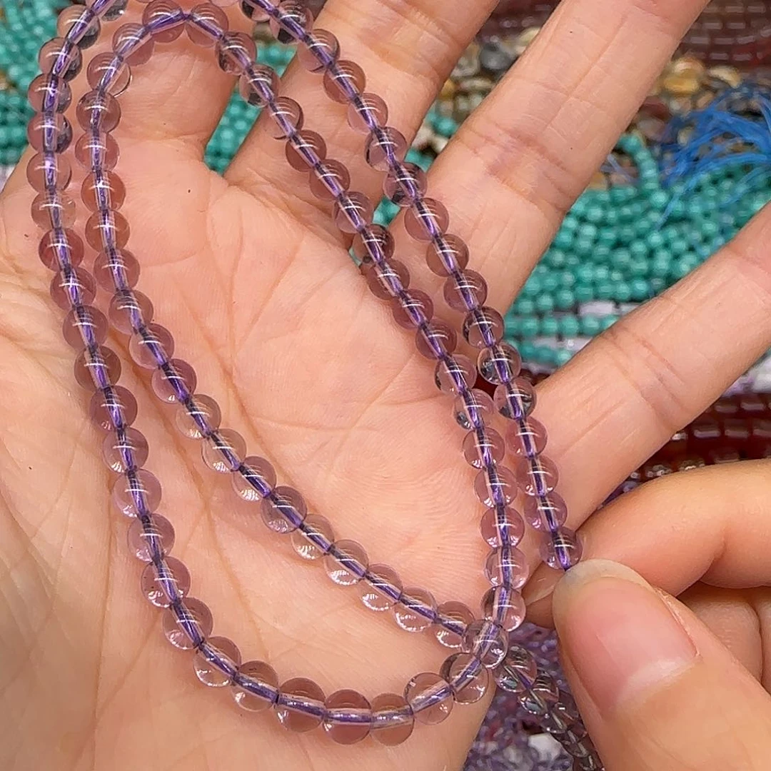 玛瑙/玉髓合金珠宝半成品玻利维亚紫水晶4mm一条