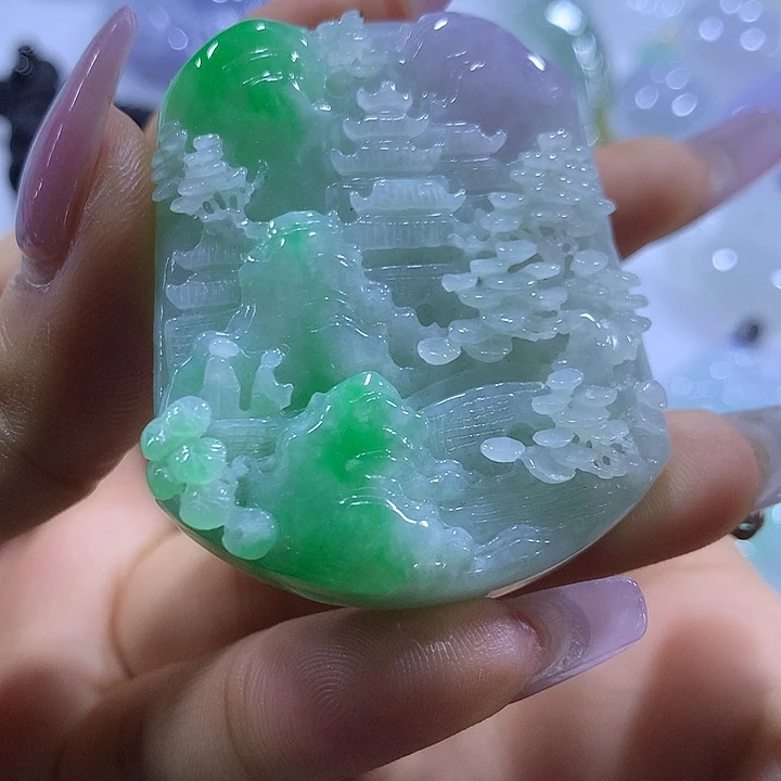 紫***来翡翠未镶嵌颈饰天然翡翠A货吊坠