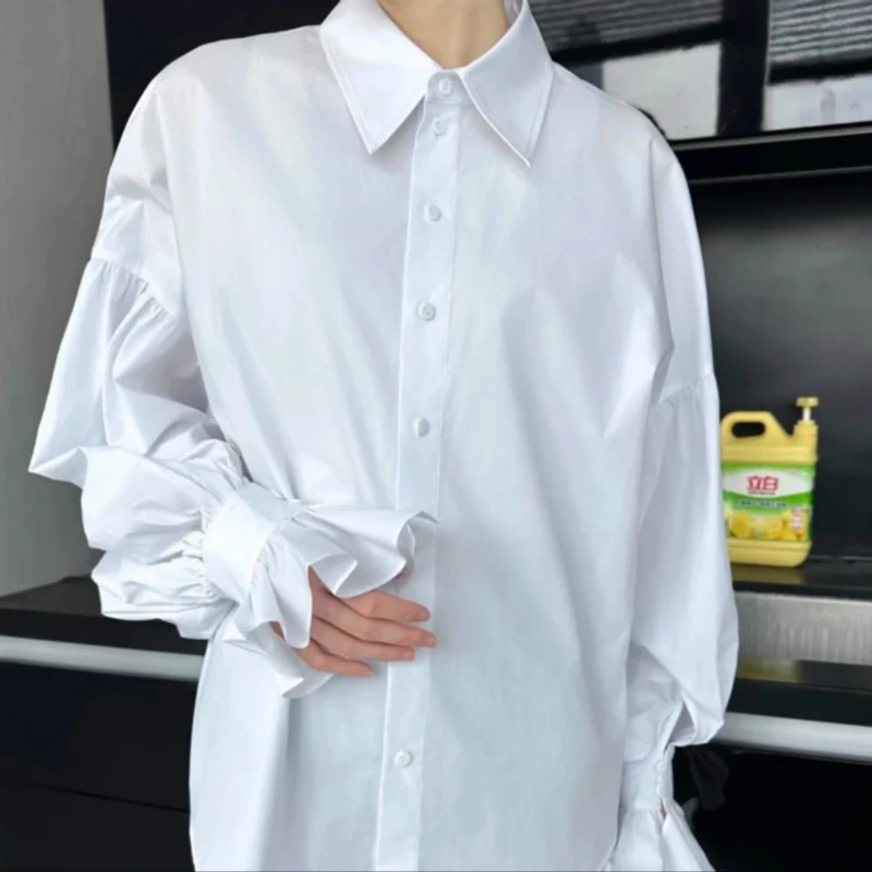 AMASS/阿玛施百搭喇叭袖白色衬衫5301042