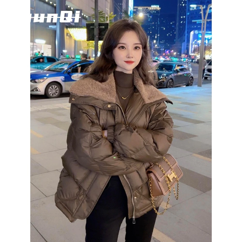 淳启女士新款大翻领设计感棉袄爆款小个子外套冬季时尚百搭休闲潮