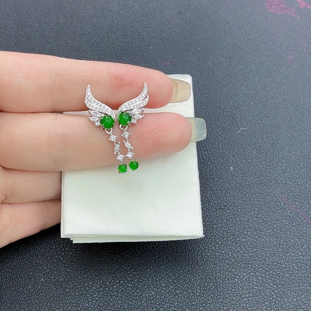 翡翠银S925镶嵌耳饰森****.精品•耳饰一对