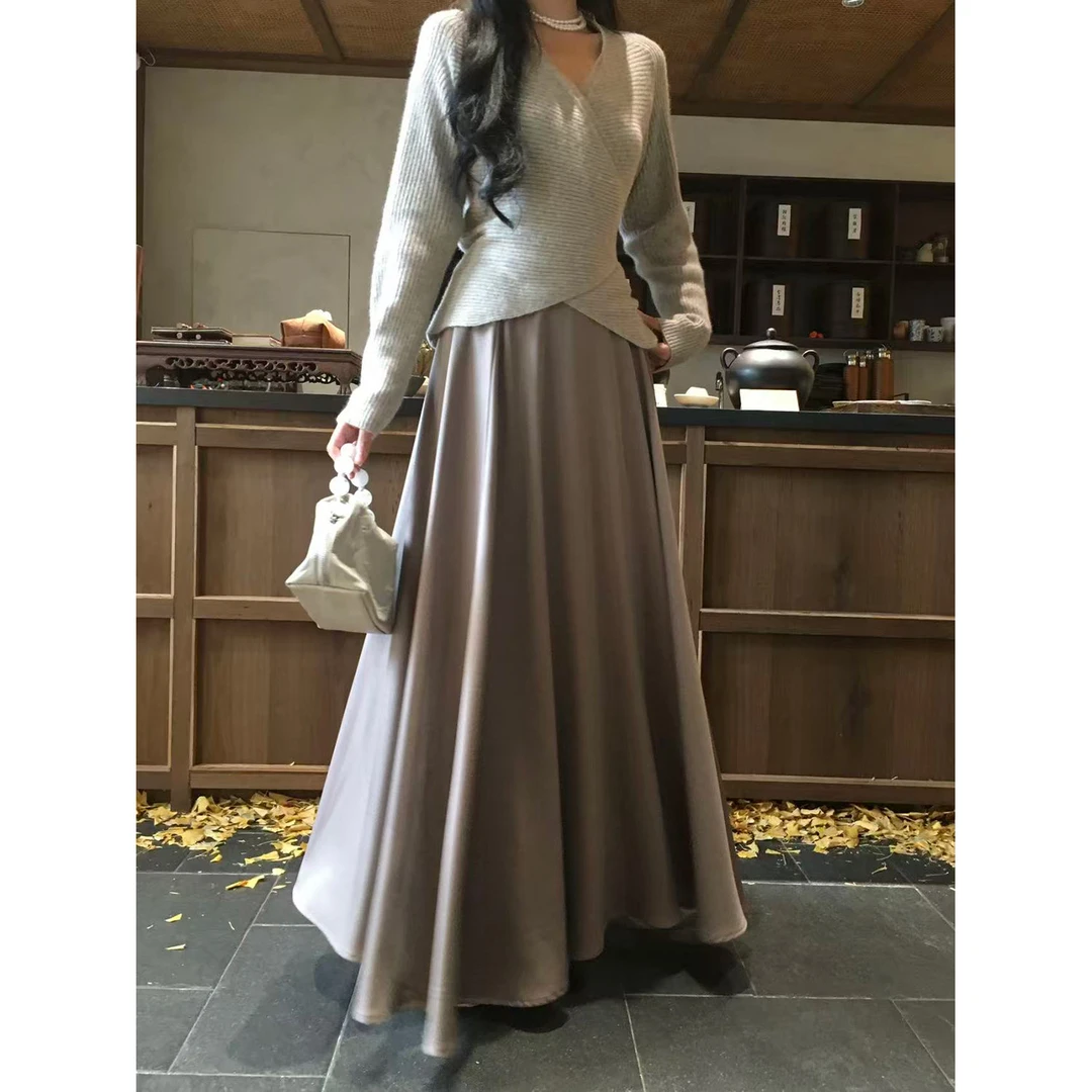 ICELOLLY绝美巨好看的A字半身裙女2025新款长款超好看冬裙小个子