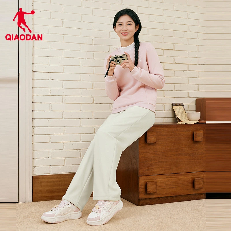 乔丹直筒显瘦保暖超暖绒长裤女生2025冬季新款百搭休闲柔软舒适