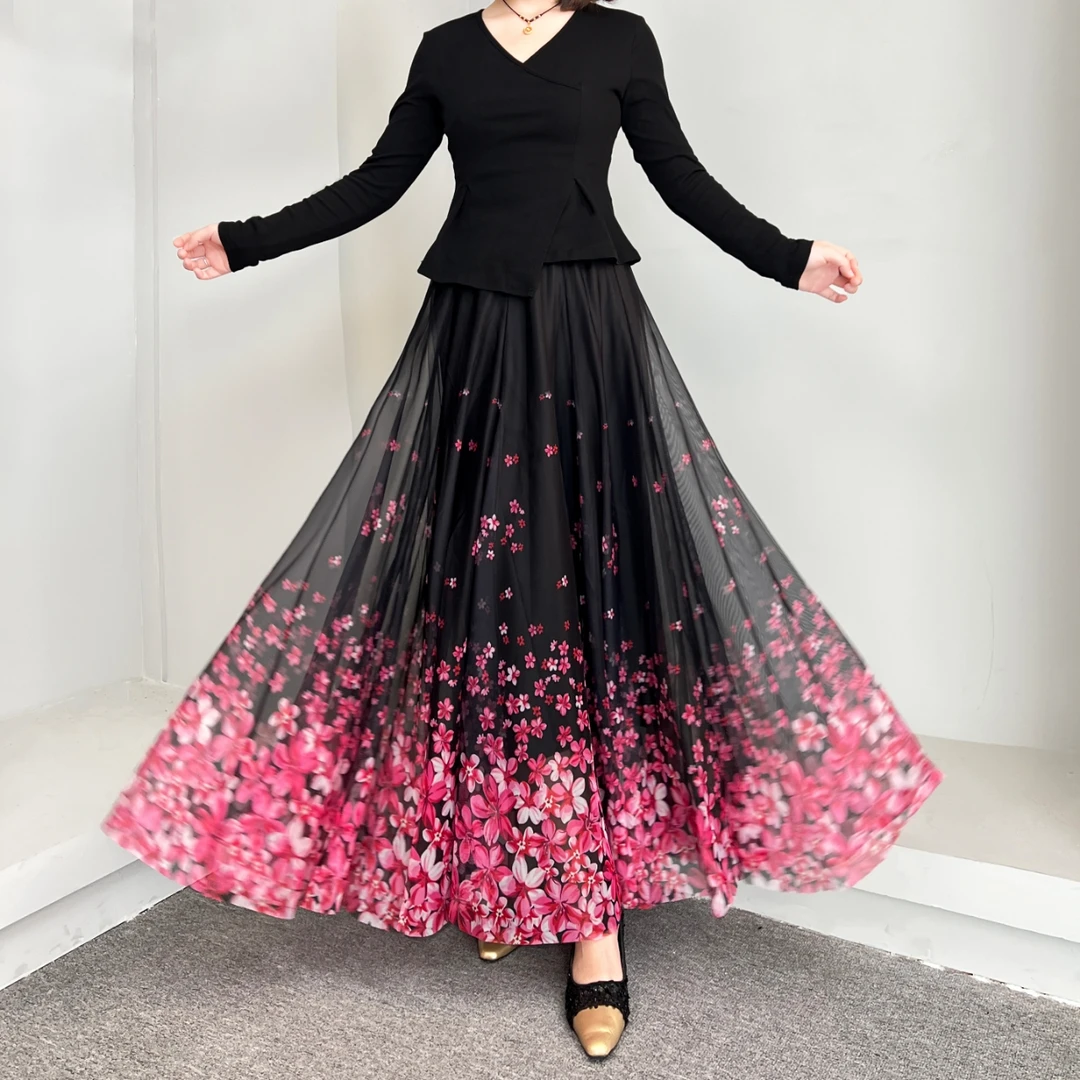 2025春季上新定位纱台湾涤高品质网纱大摆裙遮肉显瘦半身裙跳舞裙