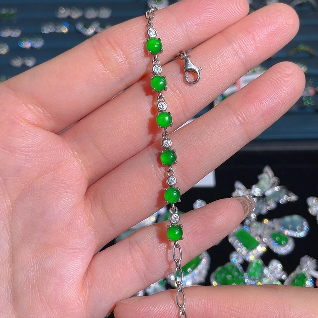 银S925镶嵌手链翡翠手链