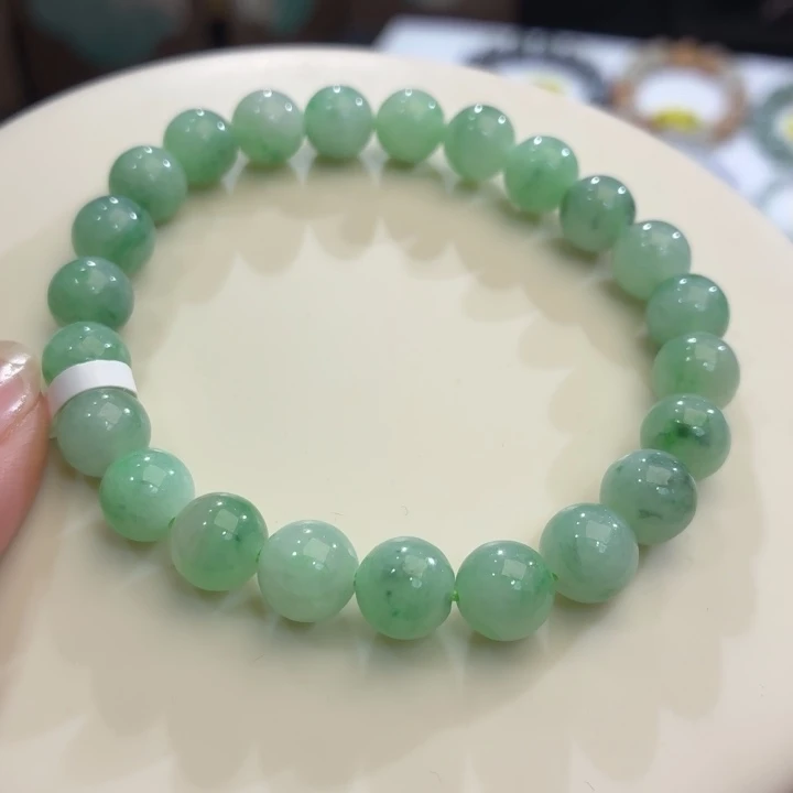 翡翠未镶嵌手链冰胶果绿卡8.4
