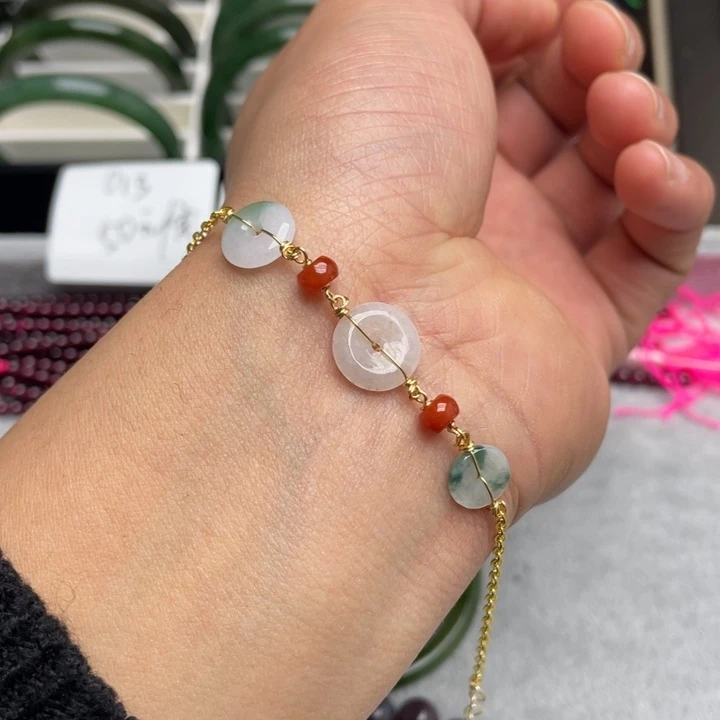 翡翠未镶嵌手链福利款翡翠平安扣手链