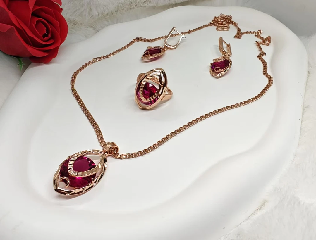 铜合金仿水晶项链 585 kezel altun pason三件套项链16