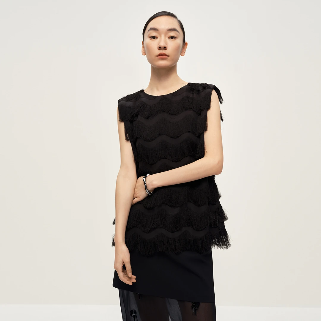 【达人专属】夏季新款T恤无袖简约设计带肩垫摩登时尚感G566685