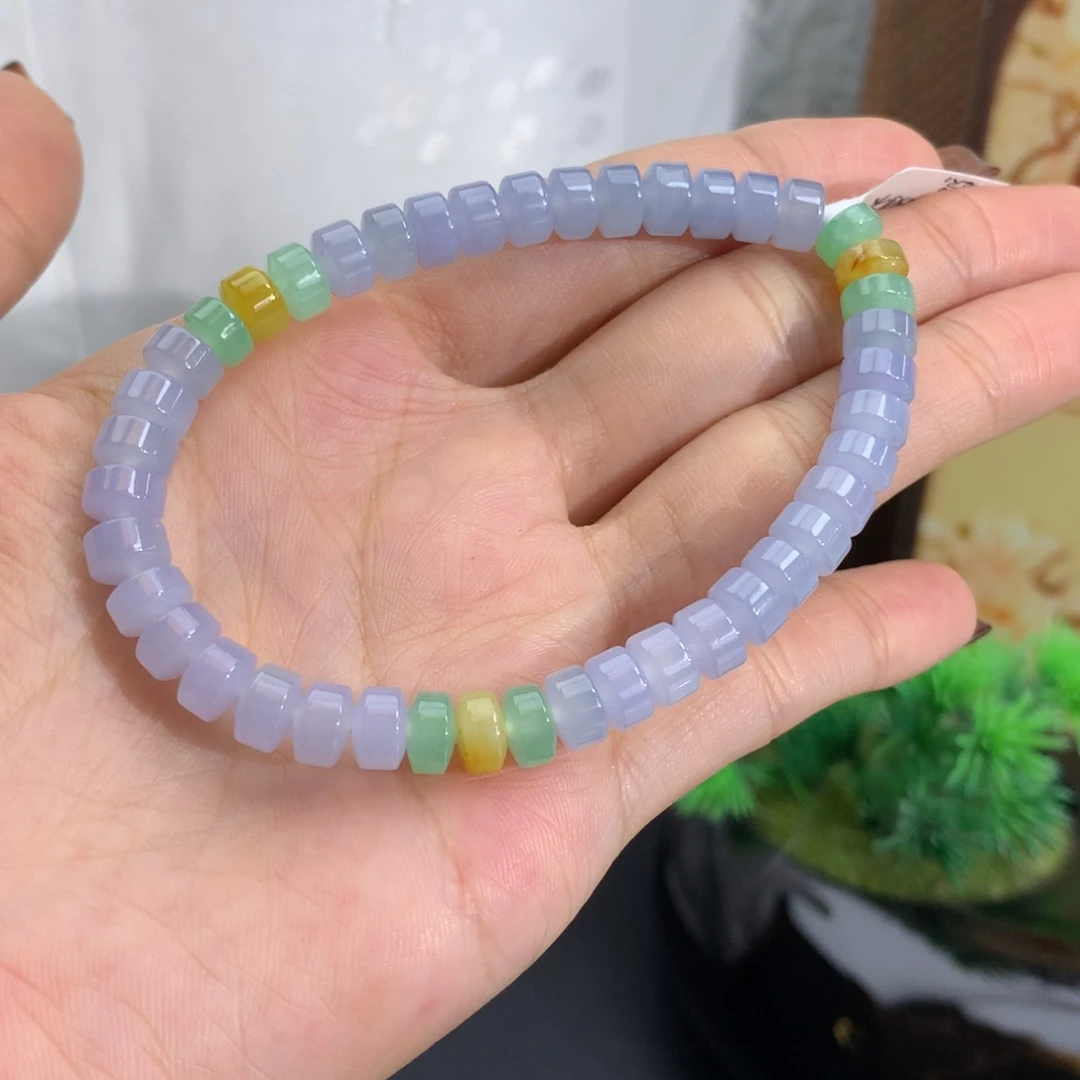 未镶嵌手串翡翠卡6.5冰胶紫桶珠手串
