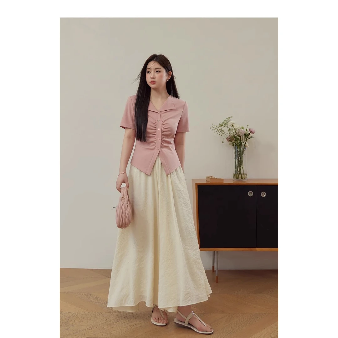 【8493】大码胖mm春夏季装多巴胺修身穿搭短袖t恤气质显瘦百搭上衣