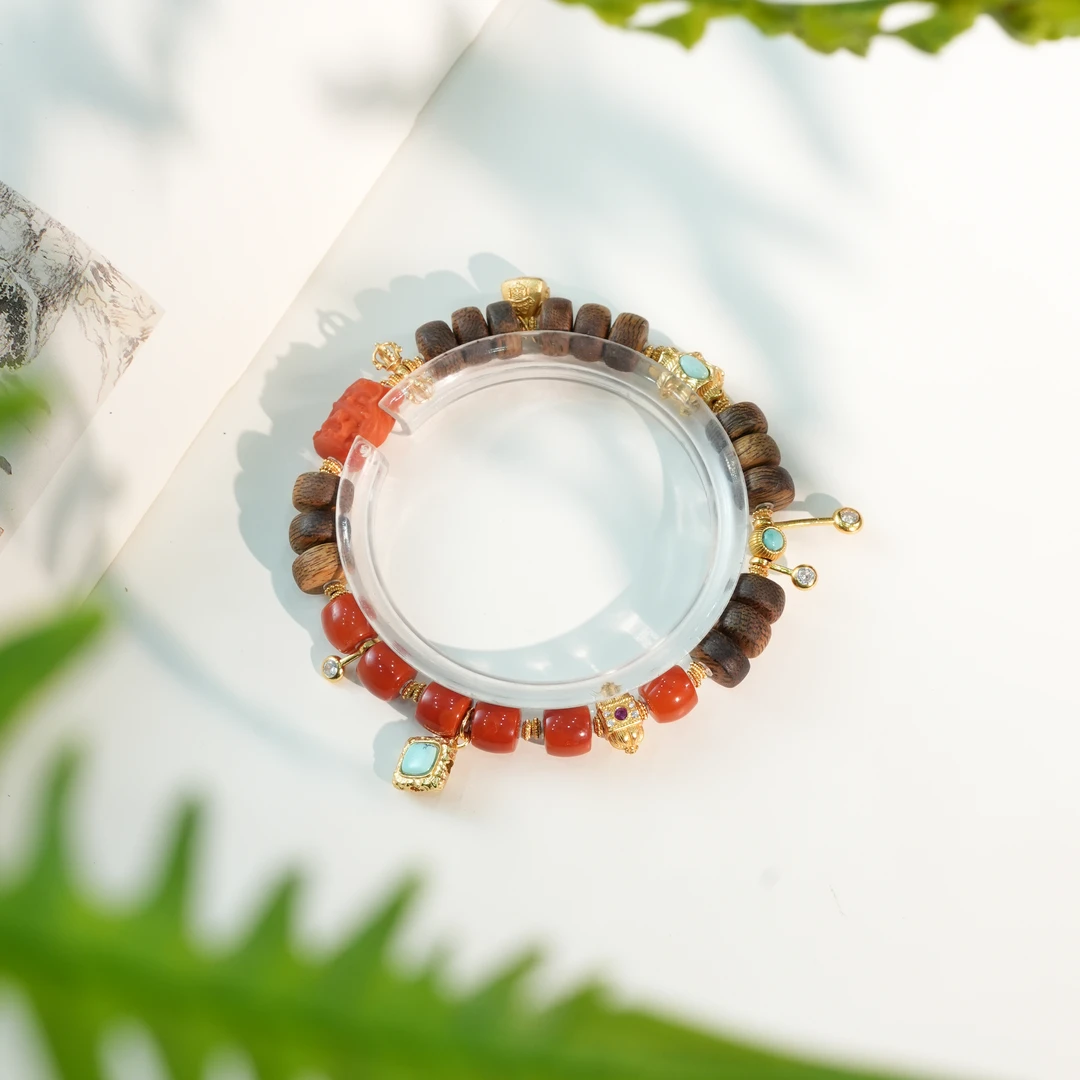 沉香奇楠片珠九尾狐凤九单圈 二 XK120601