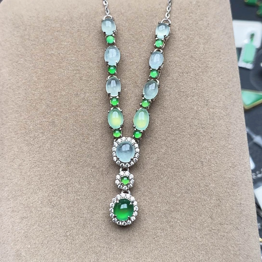 翡翠银S925镶嵌颈饰