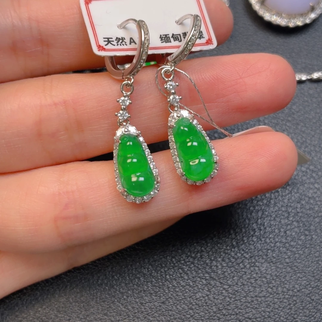 翡翠银S925镶嵌吊坠(不含链)耳坠