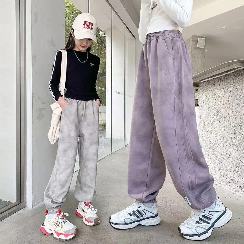 女童裤子春秋2025新款洋气脏脏裤中大童女孩春季宽松时尚束脚卫裤