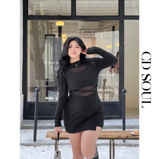 SWEET【贝拉小姐】甜辣性感收腰包臀短裙秋季磨毛气质长袖连衣裙