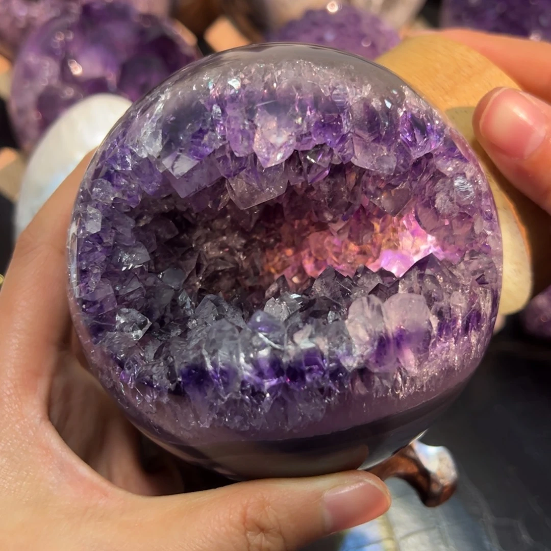 珠宝半成品紫晶未镶嵌29开口笑全抛