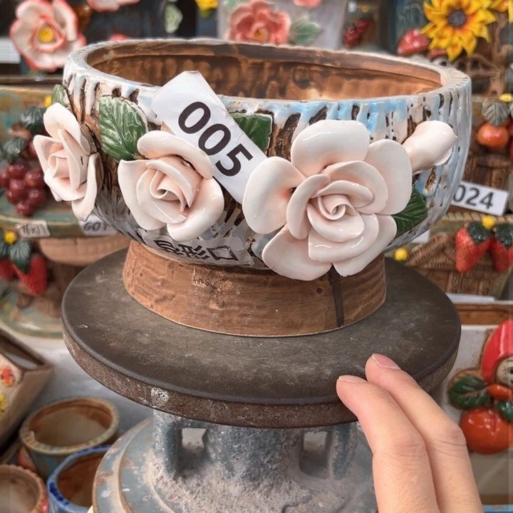 紫砂花盆粗陶材质多肉花盆