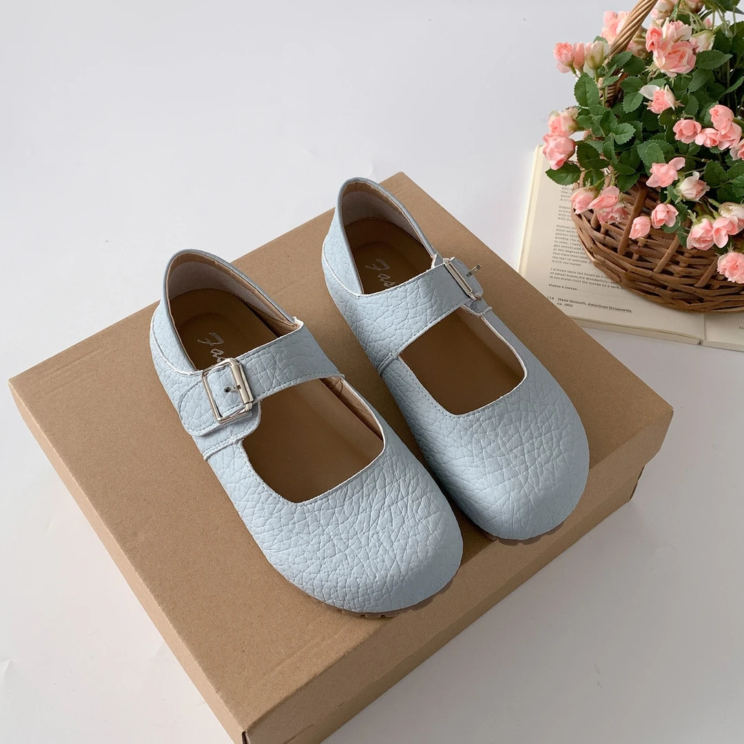 软皮面大头法式玛丽珍勃肯鞋女2025夏新款内增高浅口平底舒适单鞋
