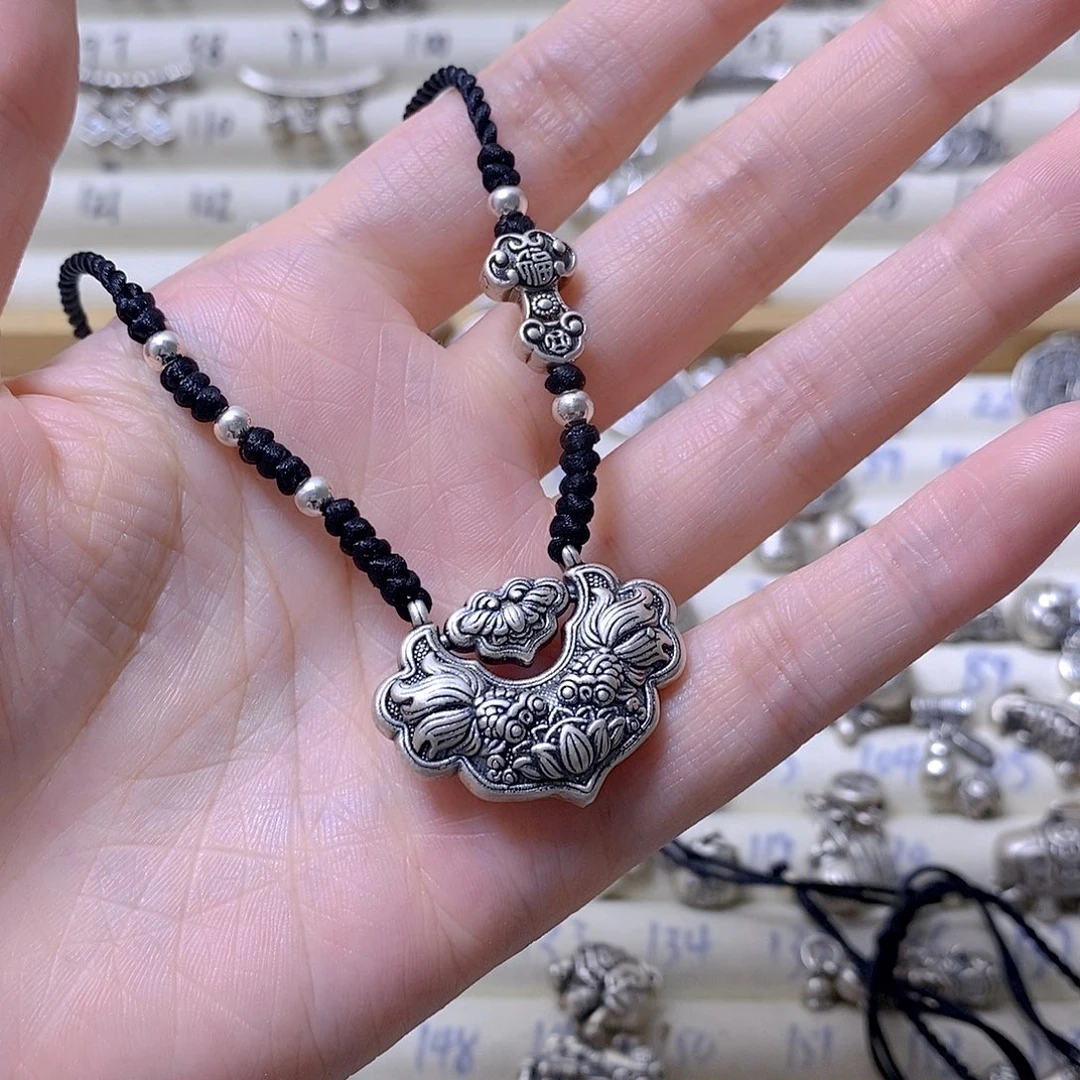 吊坠足银无锦鲤锁