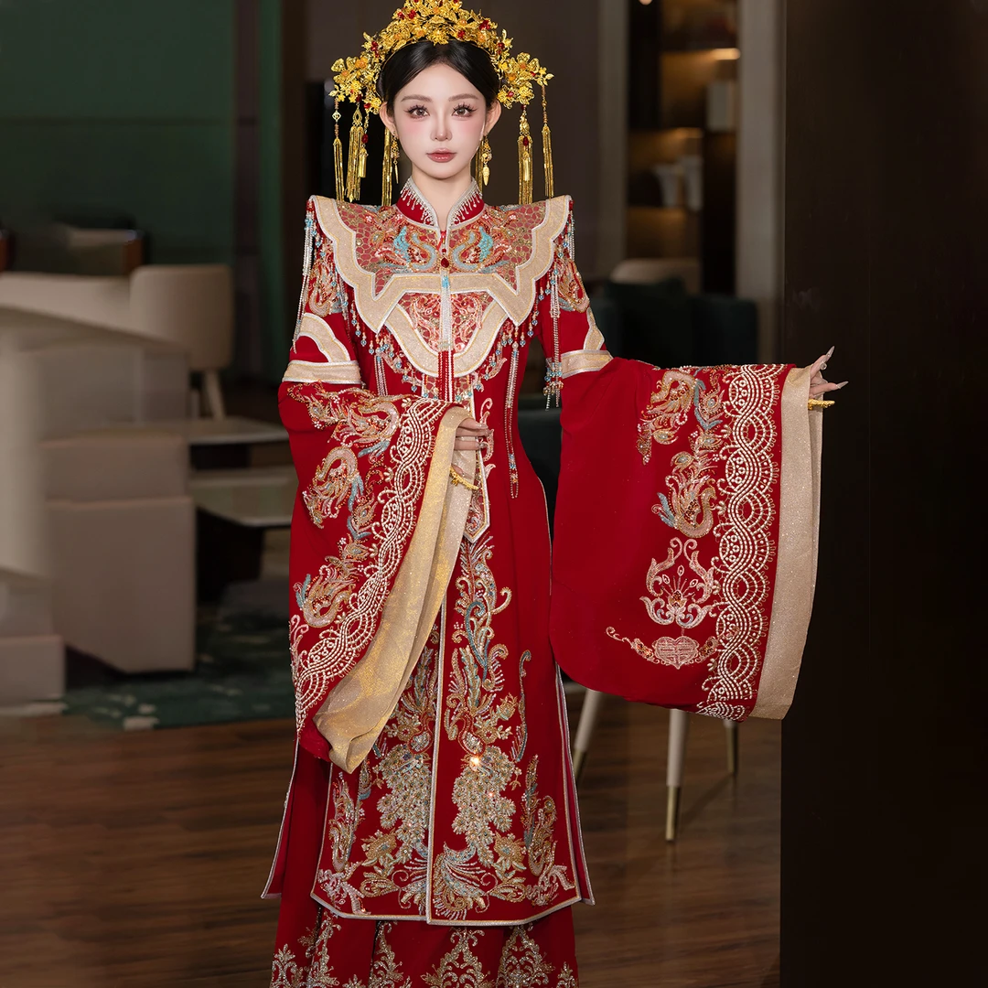高级秀禾服婚服2025新款新娘中式嫁衣重工凤冠霞帔出阁敬酒服1077