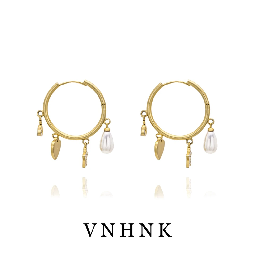 铜合金仿珍珠耳饰 美可儿   E74     古铜色小众简约耳环