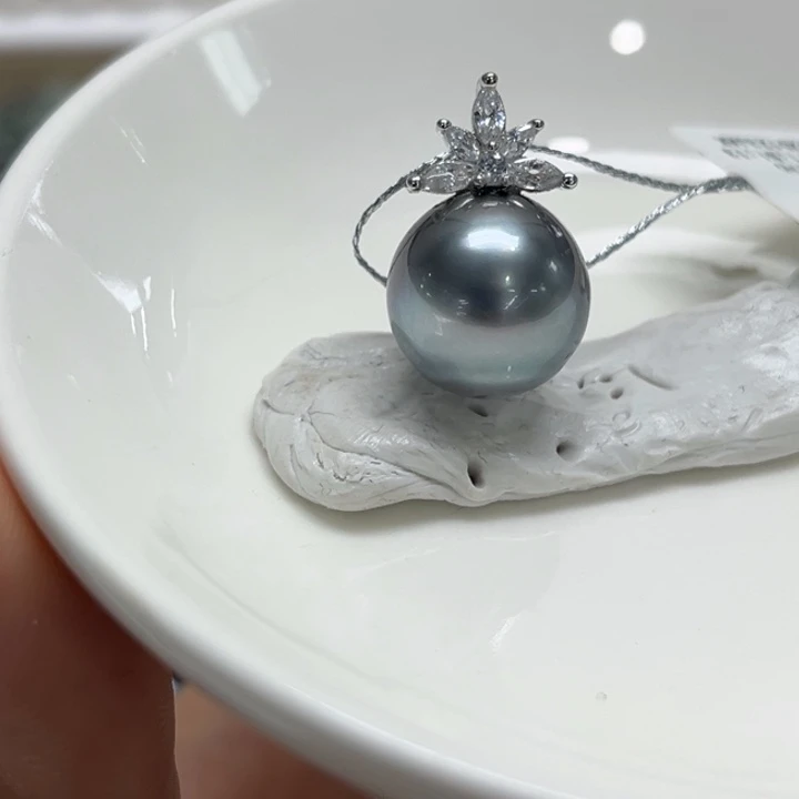 银S925镶嵌吊坠(不含链)海水珍珠13.1mm45号