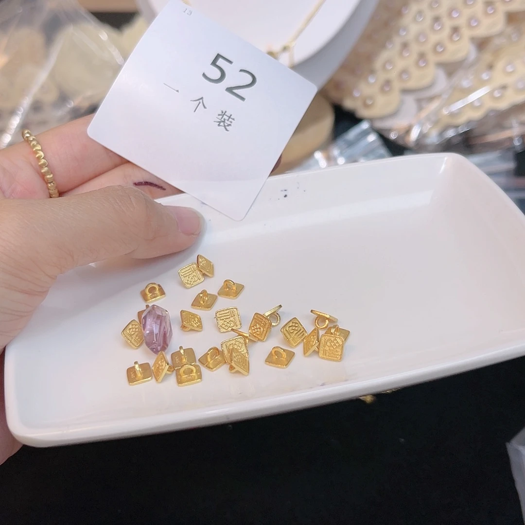 水晶珠宝半成品银S925镀金镶嵌52