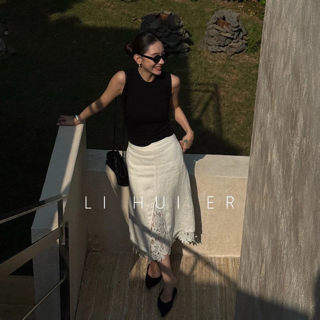 LiHuiEr李慧儿【利剑玫瑰】2025夏季显瘦小众米白半身裙LL025156