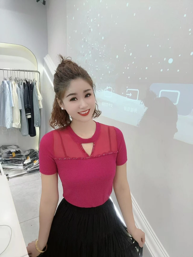 雪琴小屋重工艺小心机网纱上衣