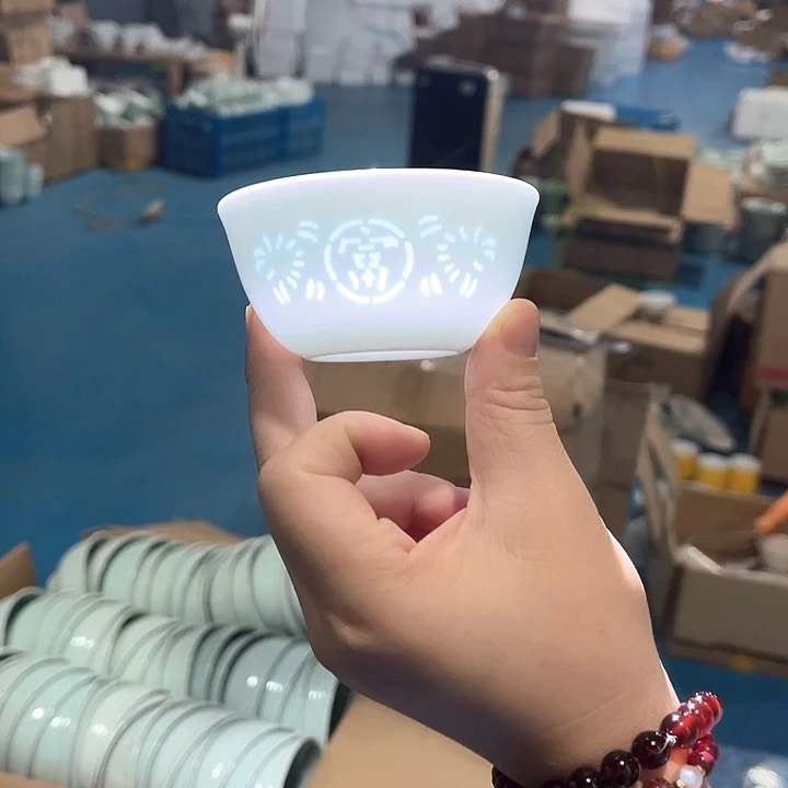 瓷片暴富玲珑主人杯两个包邮